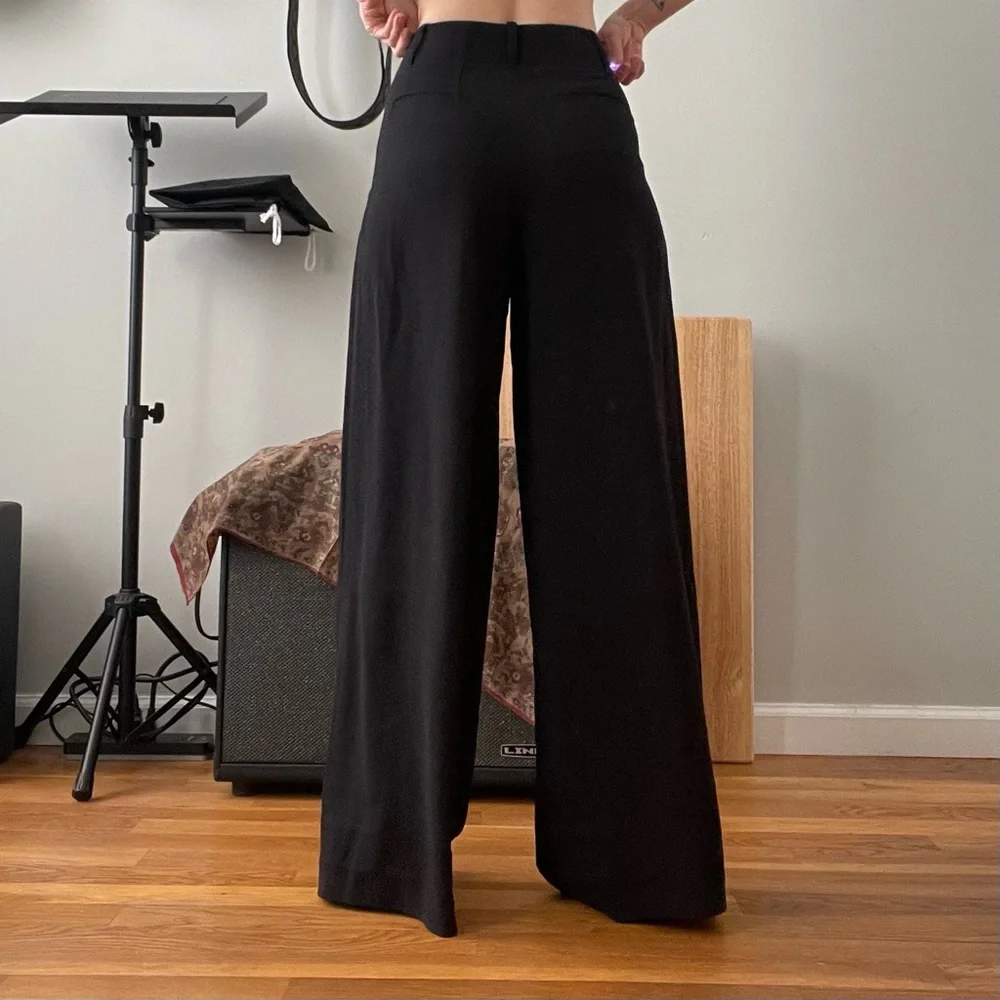 Magaschoni Black Wide Leg Pleated Palazzo Trousers - 4 Tall - Picture 5 of 5